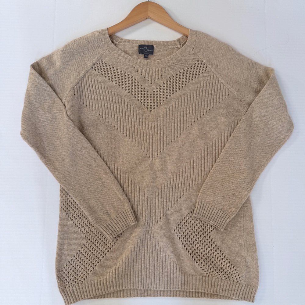 Market Spruce Women's Agora Cashmere Blend Knitted Tan Sweater‎ Size L